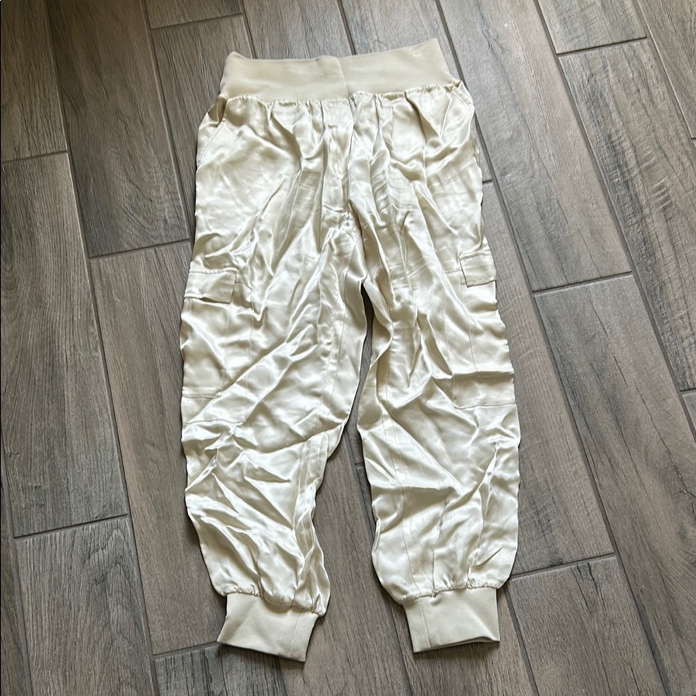 cinq a sept Cream Satin Jogger Pants